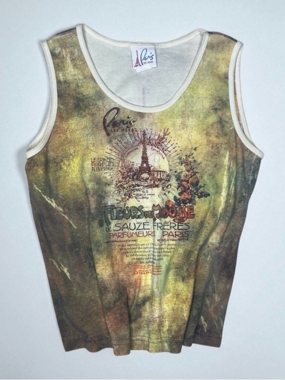 Vintage Y2K Paris Fleurs d'Annesse Tank Top Dark Academia Cottagecore Aesthetic